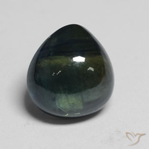 1.82ct Natural Black Green Sapphire, Pear Shape, Translucent