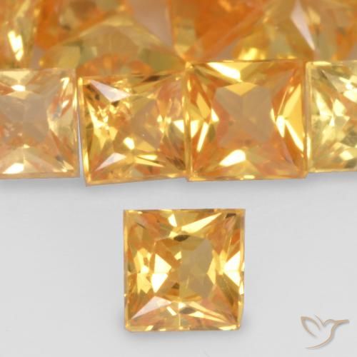 0.21ct Natural Medium Orange Sapphire, Square, VS