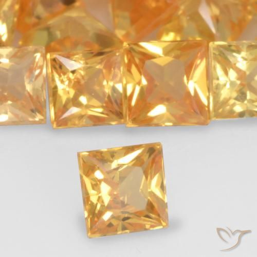 30.87 ctw Golden Sapphire Stones, Natural Sapphire in Princess-Cut Shape for Sale