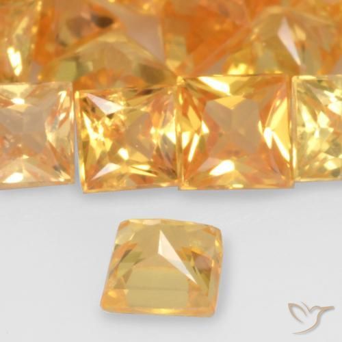 Sapphire Gemstones in 3 x 3 mm (calibrated) Size for Sale, Sapphire Stones in Medium Orange Color
