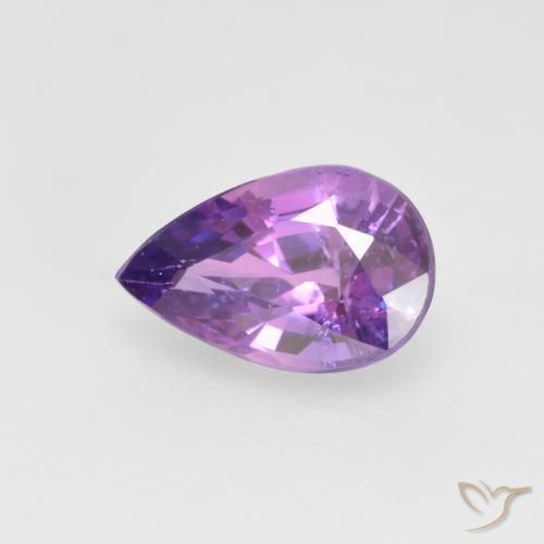 0.67 ct Purple Sapphire Stone, Natural Sapphire in Pear Facet Shape for Sale