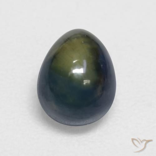 1.39 ct Green Sapphire Stone, Natural Sapphire in Pear Cabochon Shape for Sale