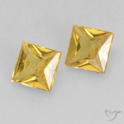 0.55 ctw Golden Sapphire Stones, Natural Sapphire in Princess-Cut Shape for Sale