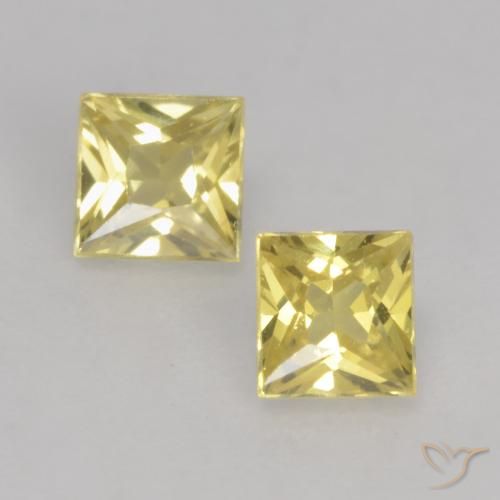 Loser gelber Saphir von 0,55 ct, 3,4 x 3,3 mm im Princess-Schliff aus Tansania, Photo A
