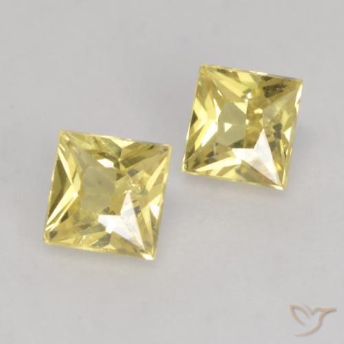 0.55 ctw Yellow Sapphire Stones, Natural Sapphire in Princess-Cut Shape for Sale