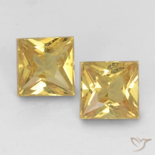 0.56 ct Yellow Sapphire, 3.5 x 3.4 mm Princess Cut From Tanzania, Photo A