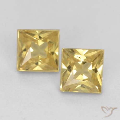 0.56 ct Loose Yellow Sapphire, 3.2 x 3.2 mm Princess Cut From Tanzania, Photo A