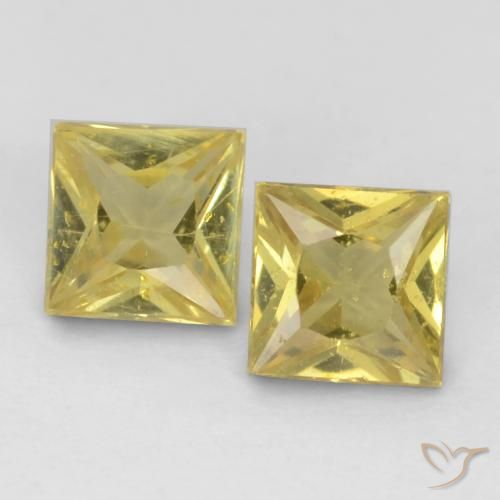 0.59 ct Loose Yellow Sapphire, 3.6 x 3.5 mm Princess Cut From Tanzania, Photo A