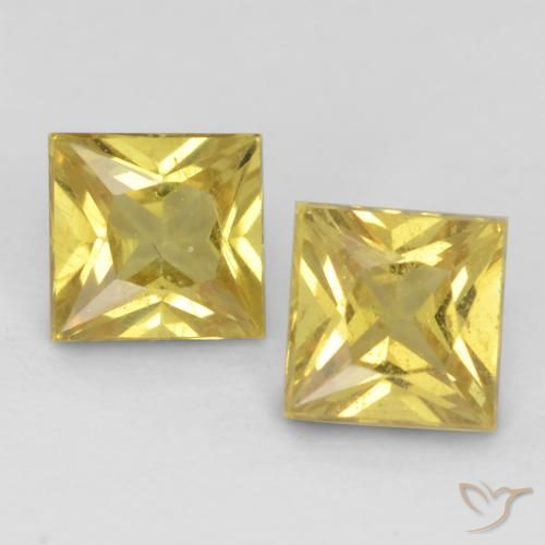 0.62ctw Natural Light Yellow Sapphire, Square, VS