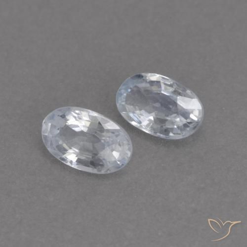 0.55 ctw White Sapphire Stones, Natural Sapphire in Oval Facet Shape for Sale