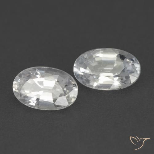 0.54 ctw White Sapphire Stones, Natural Sapphire in Oval Facet Shape for Sale
