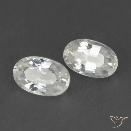0.59 ctw White Sapphire Stones, Natural Sapphire in Oval Facet Shape for Sale