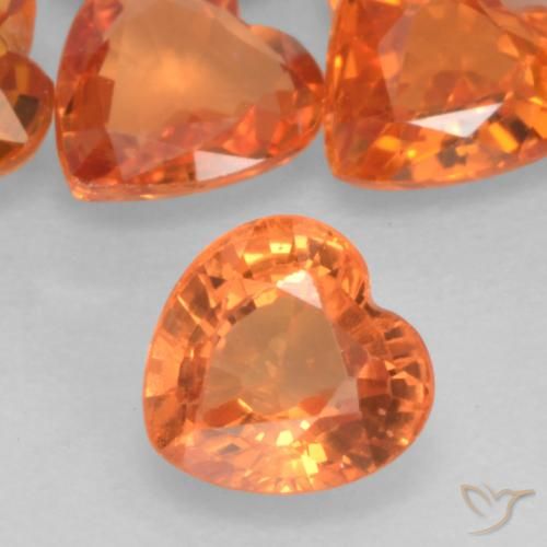 0.50ct Natural Medium Orange Sapphire, Heart, VVS-VS