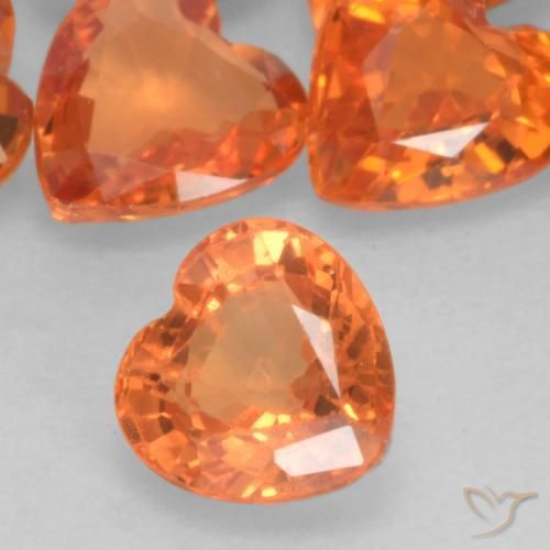 4.46 ctw Orange Sapphire Stones, Natural Sapphire in Heart Facet Shape for Sale