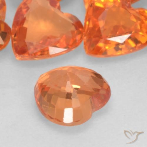 Sapphire Gemstones in 4.8 x 4.8 mm Size for Sale, Sapphire Stones in Medium Orange Color