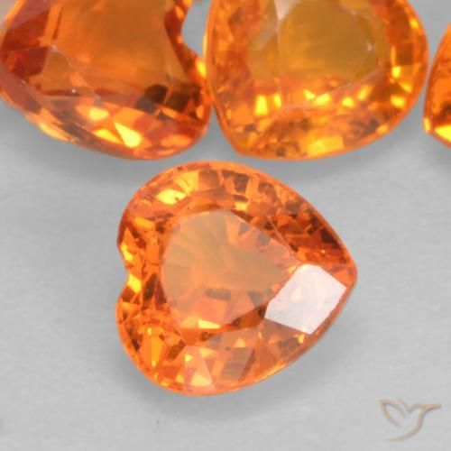 4.62 ctw Orange Sapphire Stones, Natural Sapphire in Heart Facet Shape for Sale