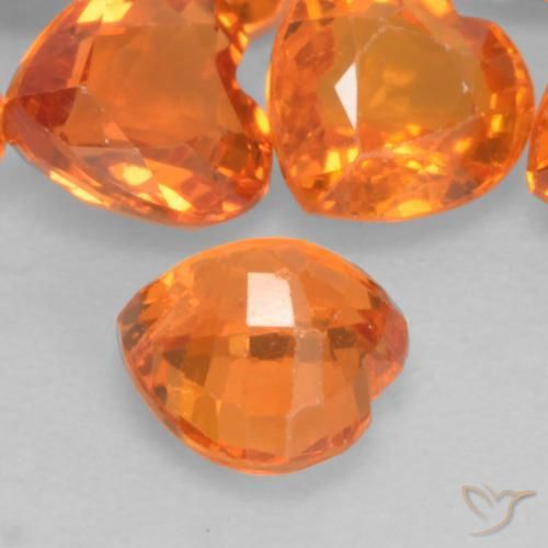 Sapphire Gemstones in 4.7 x 4.7 mm Size for Sale, Sapphire Stones in Fire Orange Color
