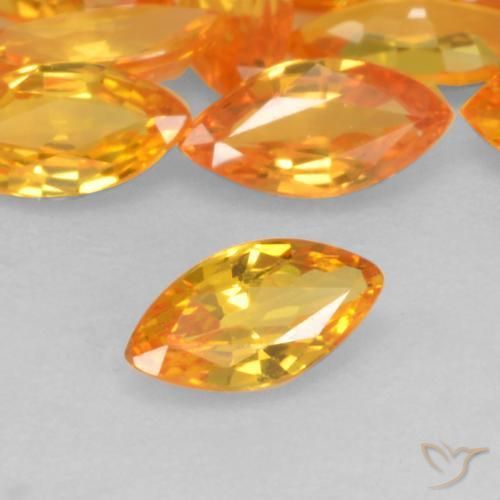42.93 ctw Orange Sapphire Stones, Natural Sapphire in Marquise Facet Shape for Sale