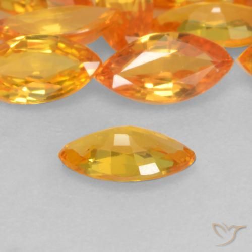 Sapphire Gemstones in 4.8 x 2.3 mm Size for Sale, Sapphire Stones in Bright Orange Color