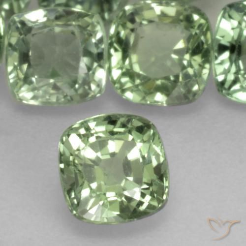 1.28 ctw Green Sapphire Stones, Natural Sapphire in Cushion-Cut Shape for Sale
