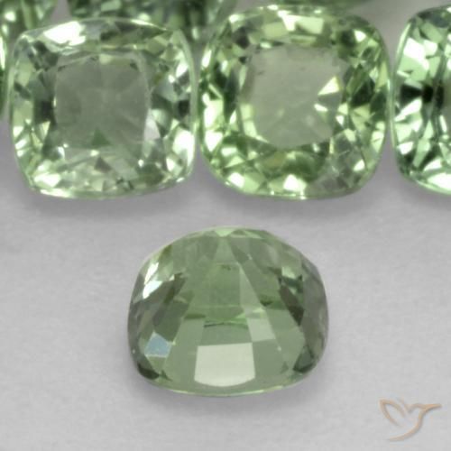 Sapphire Gemstones in 3.8 x 3.7 mm Size for Sale, Sapphire Stones in Light Sage Green Color