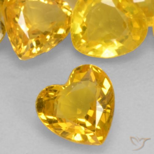 6.66 ctw Golden Sapphire Stones, Natural Sapphire in Heart Facet Shape for Sale