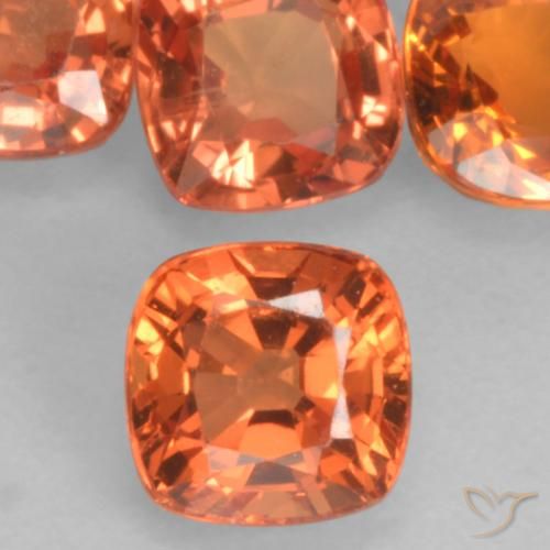 0.54ct Natural Medium Orange Sapphire, Cushion, VVS-VS