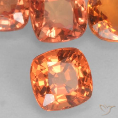2.15 ctw Orange Sapphire Stones, Natural Sapphire in Cushion-Cut Shape for Sale