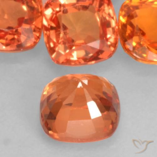 Sapphire Gemstones in 4.3 x 4.3 mm Size for Sale, Sapphire Stones in Medium Orange Color