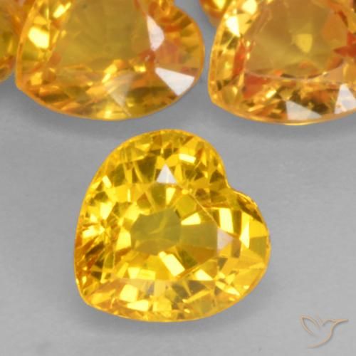 0.56 ct Yellow Sapphire, 4.7 x 4.6 mm Heart Cut From Tanzania, Photo A