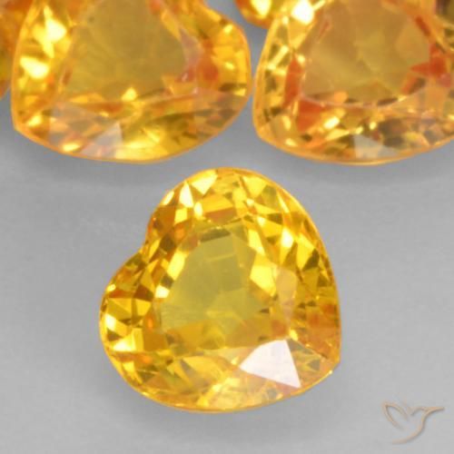 12.33 ctw Golden Sapphire Stones, Natural Sapphire in Heart Facet Shape for Sale