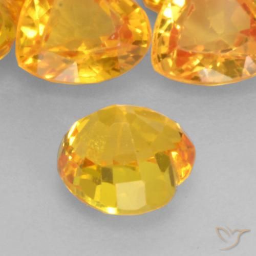 Sapphire Gemstones in 4.7 x 4.6 mm Size for Sale, Sapphire Stones in Medium Gold Color