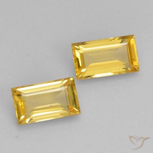 0.65 ctw Golden Sapphire Stones, Natural Sapphire in Baguette Facet Shape for Sale