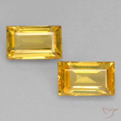 0.75 ctw Golden Sapphire Gemstones, Sapphire Gems in Baguette Facet Shape for Sale.