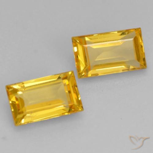0.75 ctw Golden Sapphire Stones, Natural Sapphire in Baguette Facet Shape for Sale