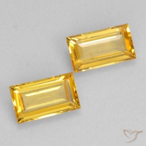 0.64 ctw Golden Sapphire Stones, Natural Sapphire in Baguette Facet Shape for Sale