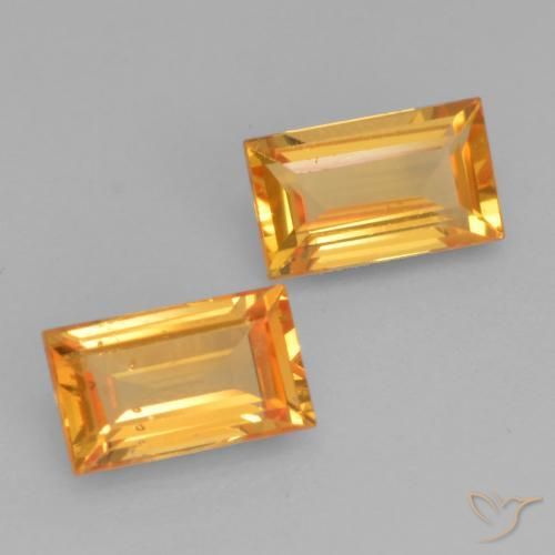 0.63ctw Natural Medium Orange Sapphire, Baguette, VS