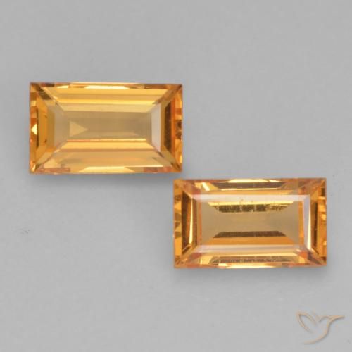 Orange-Gold Sapphire Gem - 0.3ct Baguette Facet (ID: 537135)
