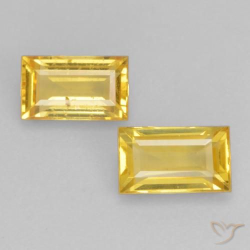 0.71 ct Loose Yellow Sapphire, 4.9 x 3 mm Baguette Cut From Tanzania, Photo A