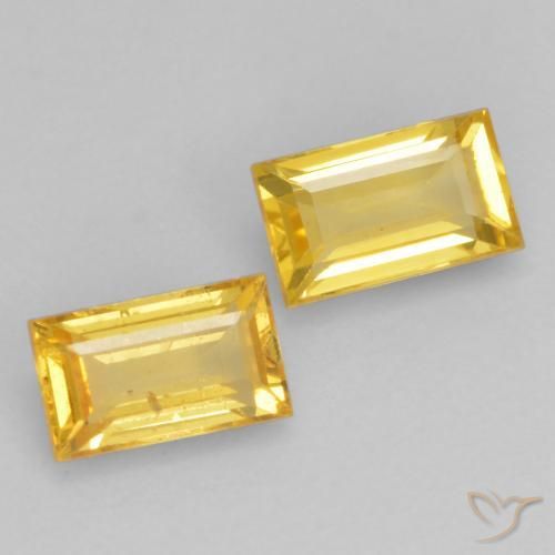 0.71 ctw Golden Sapphire Stones, Natural Sapphire in Baguette Facet Shape for Sale