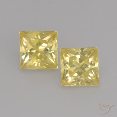 0.71 ct Loose Yellow Sapphire, 3.7 x 3.6 mm Princess Cut From Tanzania, Photo A