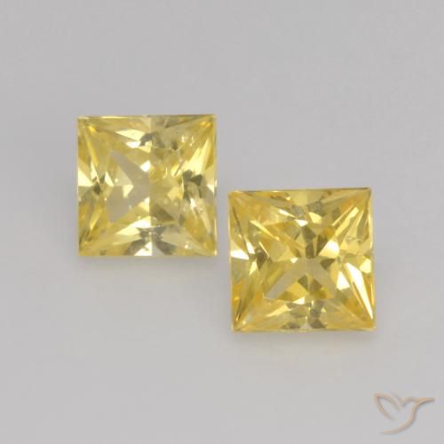 0.65 ct Loose Yellow Sapphire, 3.6 x 3.6 mm Princess Cut From Tanzania, Photo A