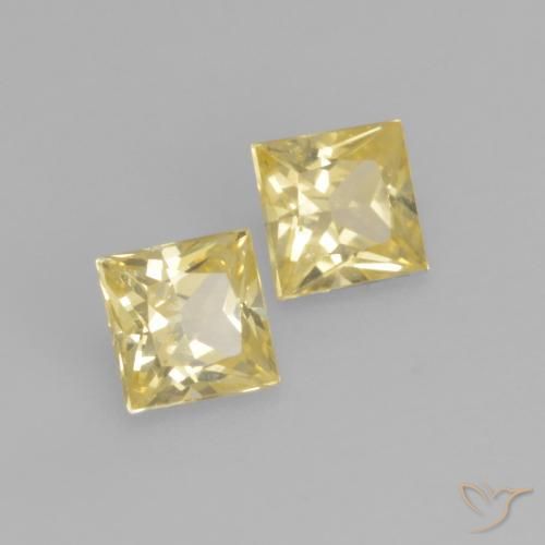 0.51 ctw Yellow Sapphire Stones, Natural Sapphire in Princess-Cut Shape for Sale