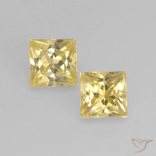 Zafiro amarillo suelto de 0,39 quilates, talla princesa de 2,9 x 2,9 mm de Tanzania, Photo A