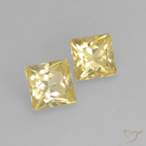 0.39 ctw Yellow Sapphire Stones, Natural Sapphire in Princess-Cut Shape for Sale