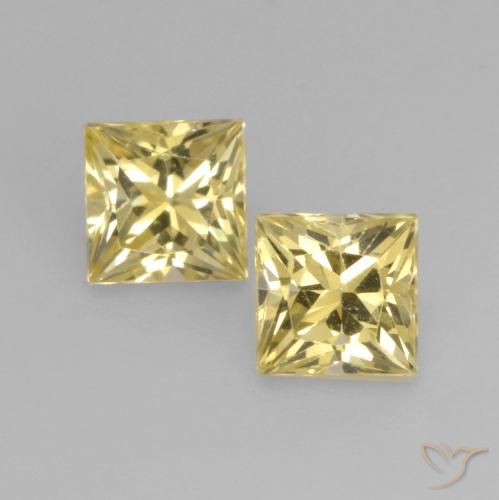 Zafiro amarillo suelto de 0,78 quilates, talla princesa de 3,6 x 3,6 mm de Tanzania, Photo A