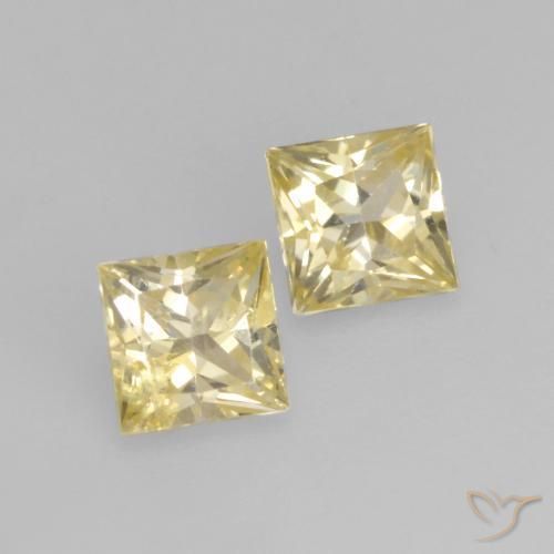 0.67 ctw Yellow Sapphire Stones, Natural Sapphire in Princess-Cut Shape for Sale