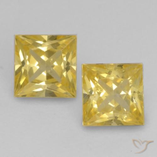 0.68 ct Loose Yellow Sapphire, 3.7 x 3.6 mm Princess Cut From Tanzania, Photo A
