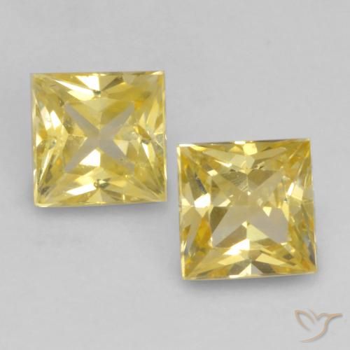 0.51 ct Loose Yellow Sapphire, 3.2 x 3.2 mm Princess Cut From Tanzania, Photo A