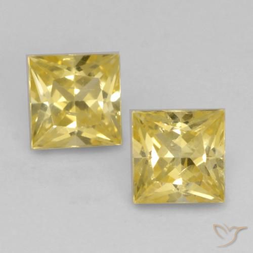 0.59 ct Loose Yellow Sapphire, 3.5 x 3.5 mm Princess Cut From Tanzania, Photo A